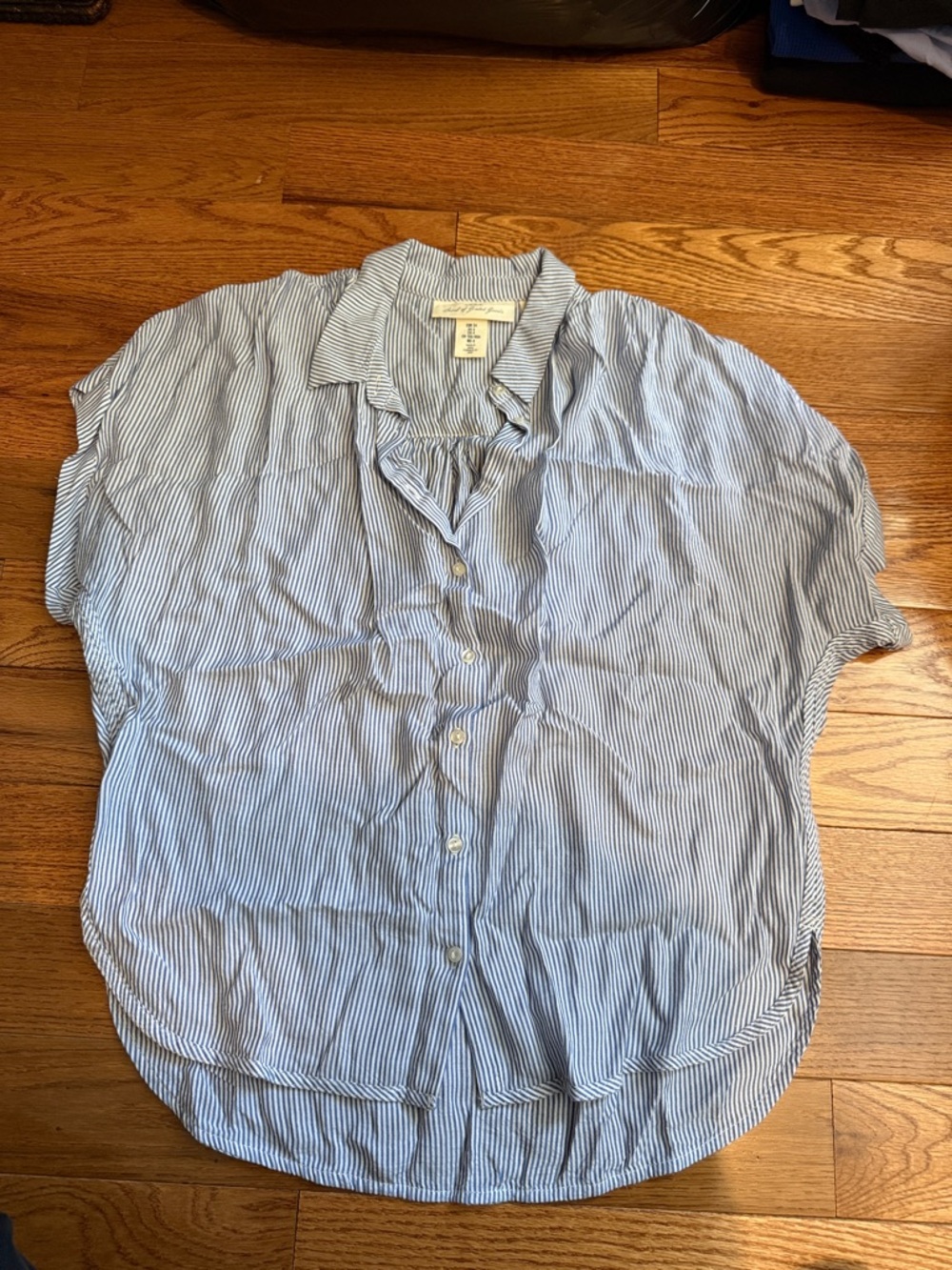 Relaxed Light Blue Stripe Button-Up Blouse